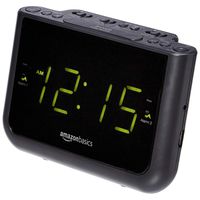 AmazonBasics FM Dual Alarm Digital Clock Radio with USB Charging Port, LED Display