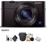 Sony Cyber-Shot DSC-RX100 III Camera DSCRX100M3/B with Soft Bag, Additional Battery, 64GB Memory Card, Card Reader, Plus Essential Accessories