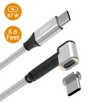 Magnetic USB C Cable, Basevs 4.3A 87W Type C to Type C Braided Nylon Cord Compatible for MacBook (Pro), Samsung S8, Dell XPS, and Other USB C Devices (Sliver)