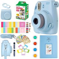Fujifilm Instax Mini 8 Kids Instant Camera + Fuji Instax Film (20 Sheets) + Accessories Bundle, Case, Batteries, Color Filters, Photo Album, Stickers + More (Blue)