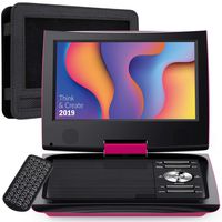 SUNPIN 11" Portable DVD Player for Car and Kids with 9.5 inch HD Swivel Screen, 5 Hour Rechargeable Battery, Dual Earphone Jack, Supports SD Card/USB/CD/DVD, with Extra Headrest Mount Case (Rose Red)