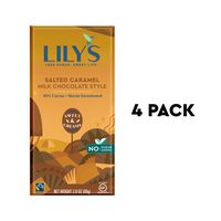 Caramelized & Salted Milk Chocolate bar by Lily's Sweets | Stevia Sweetened, No Added Sugar, Low-Carb, Keto Friendly | 40% Cacao | Fair Trade, Gluten-Free & Non-GMO | 2.8 oz, 4 Pack
