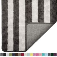 Gorilla Grip Original Luxury Chenille Bathroom Rug Mat, 24x17, Extra Soft and Absorbent Shaggy Rugs, Machine Wash Dry, Perfect Plush Carpet Mats for Showers and Bath Rooms, Dark Gray White