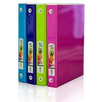 BAZIC 1" 3-Ring Tinted View Binder with 2 Pockets, Assorted Colored Tinted Films (3168-24)