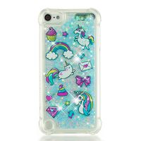 Tznzxm iPod 5 / iPod 6 Case Fashion Cartoon Design Glitter Liquid Floating Bling Sparkle Quicksand Case for Girls Children Shockproof Protection Bumper for iPod Touch 5 6th Rainbow Horse