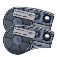 2 Pack High Adhesion Cloth Label Tape (M21-750-499) - Black On White Nylon - Compatible with BMP21-PLUS, ID PAL, and LABPAL Printers - 16' Length, 0.75" Width (2pack-M21-750-499)