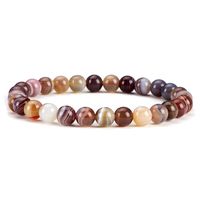 Cherry Tree Collection Gemstone Beaded Stretch Bracelet 6mm Round Beads | Large - 7.5" (Botswana Agate)