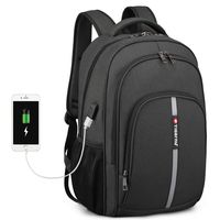Business Travel Backpack, Fintie Extra Large Heavy Duty Rucksack with USB Port and Reflective Strip for College School Outdoor Daypack Women Men Fits 15.6 Inch Laptop Notebook, Black