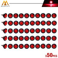 Meerkatt (Pack of 50) 3/4 Inch Mini Small Round Red LED Flush Mount Side Marker Clearance Lamp Indicator SMD Light Universal Truck Marine Camper Bus Trailer Flatbed RV grommets 12V DC Waterproof
