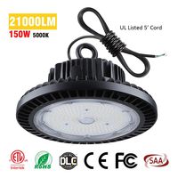 TREONYIA UFO LED High Bay Light 150W, 21000LM 5000K ETL&DLC Listed (600W HID/HPS Equivalent), Super Bright LED Shop Garage Warehouse Lighting Lamp Fixture, IP65 Waterproof (with UL Approved 5' Cable)