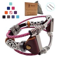 Smatiful Blaze Cloth Wrist Bands with White Siver Metal Pattern Beads (not Gold,not Sterling Silver) for Ladies, Adjustable Replacement Sport Watch Band Compatiable for Fitbit Blaze Tracker, Rose Pink