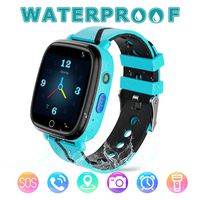 Kids Smart Watch with GPS Tracker - IP67 Waterproof Smart Watches with 1.4'' HD Touch Screen SOS Anti - Lost LBS Tracker Camera Flashlight Alarm Clock Voice Chat for Girls Boys Birthday Gifts (blue)