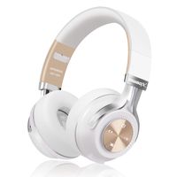 Bluetooth Headphones, Riwbox XBT-880 Wireless Bluetooth Headphones Over Ear with Microphone and Volume Control Wireless and Wired Foldable Headset for iPhone/iPad/PC/Cell Phones/TV (White&Gold)