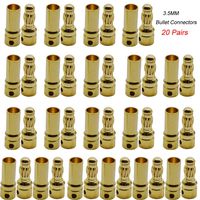 Yiqigou 20 Pairs Gold-Plated 3.5mm Male Female Banana Plug Bullet Connectors for ESC Motor Lipo Battery