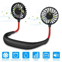 Portable Neck Fan USB Rechargeable, Hands Free Personal iköer Necklace Fan with Dual Wind Head for Office Sport Outdoor Traveling and More (Black)