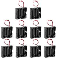 uxcell 10 Pcs 6V Battery Holder Case Storage Box 4 x 1.5V AA Battery Wire Leads