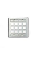 Leviton 43080-L12 QuickPort Wallplate, Dual Gang, 12-Port, Stainless Steel, with Designation Window