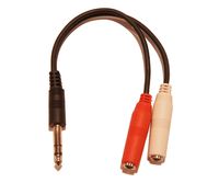 9 Inch Long 1/4 Inch Stereo TRS Male to 2 X 1/4 Inch Female Mono Y Splitter Cable