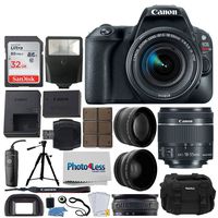 Canon EOS Rebel SL2 DSLR Camera + EF-S 18-55mm f/4-5.6 is STM + 58mm 2X Telephoto & Wide Angle Lens + 32GB Memory Card + Slave Flash + Quality Tripod + RS-60 Remote Switch - Full Accessory Bundle
