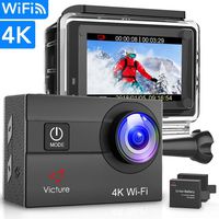 Victure Action Camera 4K WiFi 16MP 98Feet Waterproof Underwater Camera 170° Wide-Angle 2 Inch Screen Sports Cam with 2 Rechargeable 1050mAh Batteries and Mounting Accessories