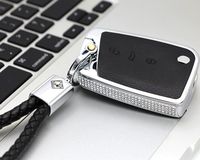 YUWATON Car Remote Key Cover Key Case for Volkswagen Golf Polo Tiguan Passat Bora Jetta Metal Car Remote Control Keychains Key Cover Decoration(Black)