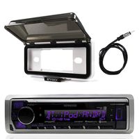 Kenwood Single DIN in Dash Boat Marine Digital Media USB AUX Stereo Receiver - Mechless, Enrock Marine Dash Cover Protector (White), AM/FM Antenna