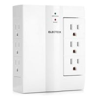 ELECTECK 6 Outlet, 3 Swivel and 3 Side Entry, Wall Outlet Surge Protector, 1000 Joule Surge Rating, Grounded Outlet Extender, ETL Listed, White