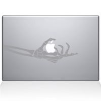The Decal Guru Skeleton Hand Grabs MacBook Decal Vinyl Sticker - 15" MacBook Pro (2016 & Newer) - Silver (0221-MAC-15X-S)