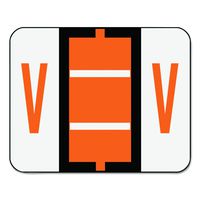 Smead BCCR Bar-Style Alphabetic Color-Coded Labels, Letter V, Dark Orange/White Bars, 500 Labels per Roll (67092)