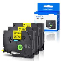 SuperInk 3 Pack Replace TZ641 TZe641 TZ-641 TZE-641 3/4" (0.7") 18mm x 26.2ft(8m) Black on Yellow Standard Laminated Label Tape Compatible for Brother P-Touch Label Makers & Printers
