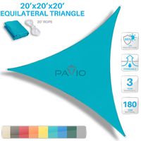 PATIO Paradise 20' x 20' x 20' Turquoise Green Sun Shade Sail Equilateral Triangle Canopy - Permeable UV Block Fabric Durable Outdoor - Customized Available