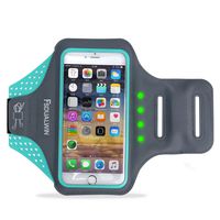 FSDUALWIN iPhone 7 Plus Armband with Motion-Activated LED Lights, Sports Arm Band, Waterproof Fingerprint Touch Supported Arm Case with Card Slot for iPhone 6 / 6s / 7 Plus(5.5 inch) (Blue)