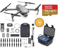 DJI Mavic 2 Pro Drone (3-Axis Gimbal, Hasselblad 20MP Camera) Bundle with Mavic 2 Fly More Kit + GPC Mavic 2 Pro Hardcase + 128GB Micro SD Card + FSLabs 36" Foldable Landing Pad