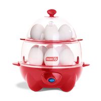 Dash DEC012RD Deluxe Rapid Cooker Electric for Hard Boiled, Poached, Scrambled Eggs, Omelets, Steamed Vegetables, Seafood, Dumplings & More, 12 capacity, with Auto Shut Off Feature Red