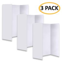 [New & Improved] Premium White Trifold Presentation Board - Heavy-Duty Corrugated Cardboard Poster for Art Projects & Science Fair, Set of 3