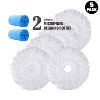 Microfiber Replacement Mop Head Refill for 360° Spin Magic Mop - Round Shape Standard Universal Size (5 Pack)