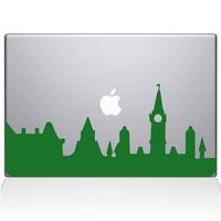 The Decal Guru 2075-MAC-15P-LG London City Skyline Decal Vinyl Sticker, Green, 15\" MacBook Pro (2015 & Older)