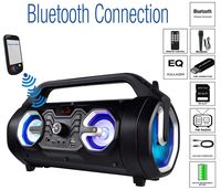 Boytone BT-16S Portable Bluetooth Boombox Speaker, Indoor/Outdoor, 25W, Loud Sound, Deeper Bass, EQ, 5" Subwoofer, 2 x 3 Tweeter, FM, 9H Playtime, USB, Micro SD, AUX, Microphone, Recording, LED Light