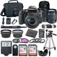 Canon EOS Digital Rebel T6s 24.2MP SLR Digital Camera with Canon EF-S 18-55mm f/3.5-5.6 IS STM Lens + Tamron Zoom Telephoto AF 70-300mm f/4-5.6 Lens + 2pc SanDisk 32GB Memory Cards + Accessory Kit