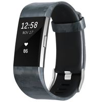 SKYLET Compatible with Fitbit Charge 2 Bands, Silicone Printed Replacement Bands for Fitbit Charge 2 Accessory Wristbands (No Tracker)[Blue Camouflage, Large]