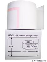 Ships Fast 4 Rolls; 150 Labels per Roll of DYMO-Compatible 30384 2-Part Internet Postage Labels (2-1/4" x 7-1/2") - BPA Free!