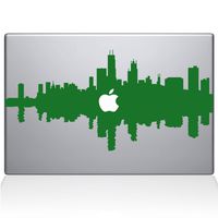 The Decal Guru Chicago City Skyline Decal Vinyl Sticker, 12" MacBook, Green (2327-MAC-12M-LG)