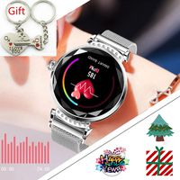 Fitness Trackers Smart Watch Elegant Women Heart Rate Monitors Waterproof Sports Pedometers Bracelet Blood Pressure Wristband Lady Luxury 3D Glass Smartwatch Band for Iphone Android+Keychain Gift