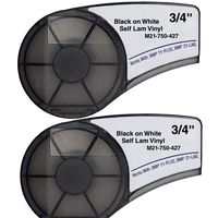 SIKOT M21-750-427 Cartridge Ribbon Wire Cable Labels Translucent Tape, Black on White Self-Laminating Vinyl Film Compatible for BMP21-PLUS/ID PAL and LAB PAL Portable Label Printer .75" Widt 2 Roll