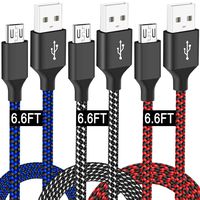 Micro USB Charger Cable 6ft High Speed Durable Android Phone Fast Charging Power Rapid Cord for Samsung Galaxy S7 S6 Edge Active J7 J3 Note 5 PS4 Kindle Xbox One LG Motorola Nylon Braided Quick Tablet