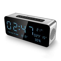Alarm Clock Radio Bluetooth Speakers for iPhone, iPad/iPod/Android and Tablets, FM Radio Home Stereo, LED Display with Dimmer, Snooze Temperature Display, 12/24 Hours, USB Rechargeable Silver
