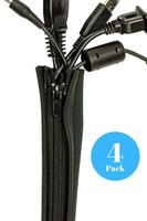 Cable Sleeve, Cable Cover, Wire and Cord Hider - Set of 4 - Computer, TV or Desk Management - Home & Office Organizer Concealer - 20'' - Premium Flexible Neoprene Wrap, Zipper, Conduit - Gift Idea