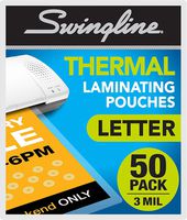 Swingline Laminating Sheets, Thermal Laminating Pouches Letter Size, 3mil, 50 Pack (3202017)