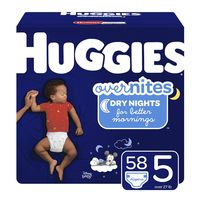 HUGGIES OverNites Diapers, Size 5, 58 Count, Overnight Diapers (Packaging May Vary)