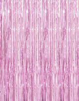 GOER 3.2 ft x 9.8 ft Metallic Tinsel Foil Fringe Curtains for Party Photo Backdrop Wedding Decor (Light Pink,3 pcs)